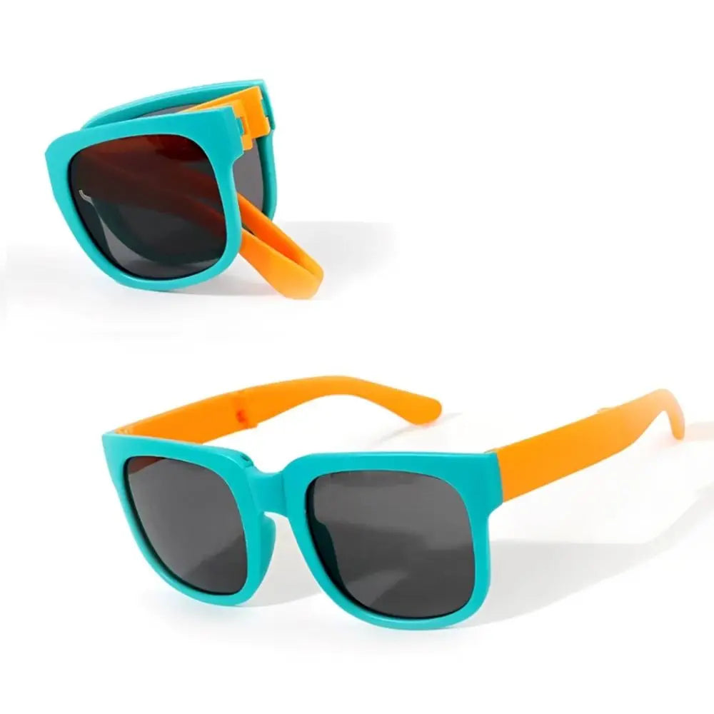 kids foldable sunglasses, square frame, UV400 protection, toddler eyewear, 
outdoor kids shades, 
polycarbonate lenses, mirror sunglasses, durable kids sunglasses, 
foldable eyewear, fashion sunglasses for children