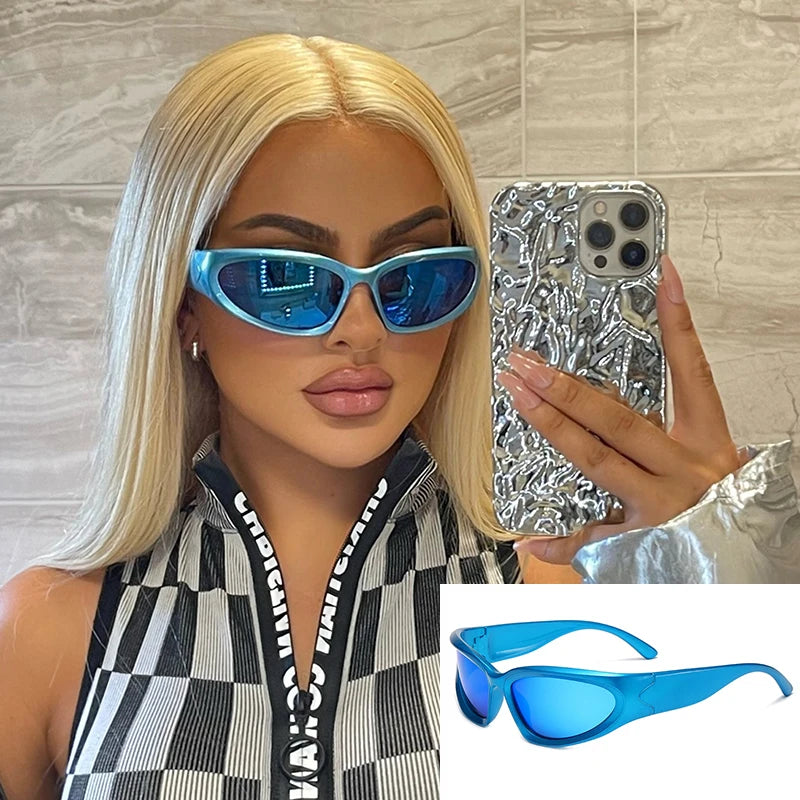 Wrap Around Sunglasses, Gold Mirror Sunglasses, 2000’s Punk Eyewear, UV400 Protection, Polarized Lenses, Fashion Sunglasses, Women's Outdoor Eyewear, Photochromic Glasses, Anti-reflective Lenses, TAC Lenses