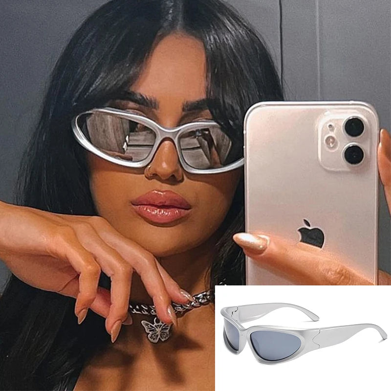 Wrap Around Sunglasses, Gold Mirror Sunglasses, 2000’s Punk Eyewear, UV400 Protection, Polarized Lenses, Fashion Sunglasses, Women's Outdoor Eyewear, Photochromic Glasses, Anti-reflective Lenses, TAC Lenses