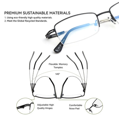 Anti Blue Light, Computer Glasses, Metal Frame, Polycarbonate Lenses, Unisex Eyewear, Clear Optical Lenses, Blue Light Protection, Rectangle Glasses, Alloy Frame, Vision Comfort