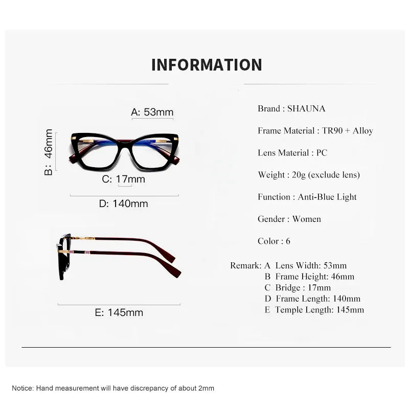 anti-blue light glasses, cat eye frames, TR90 eyewear, spring hinge glasses, stylish women’s glasses, blue light protection, optical frames, cat-eye fashion, anti-fatigue eyewear, digital eye protection