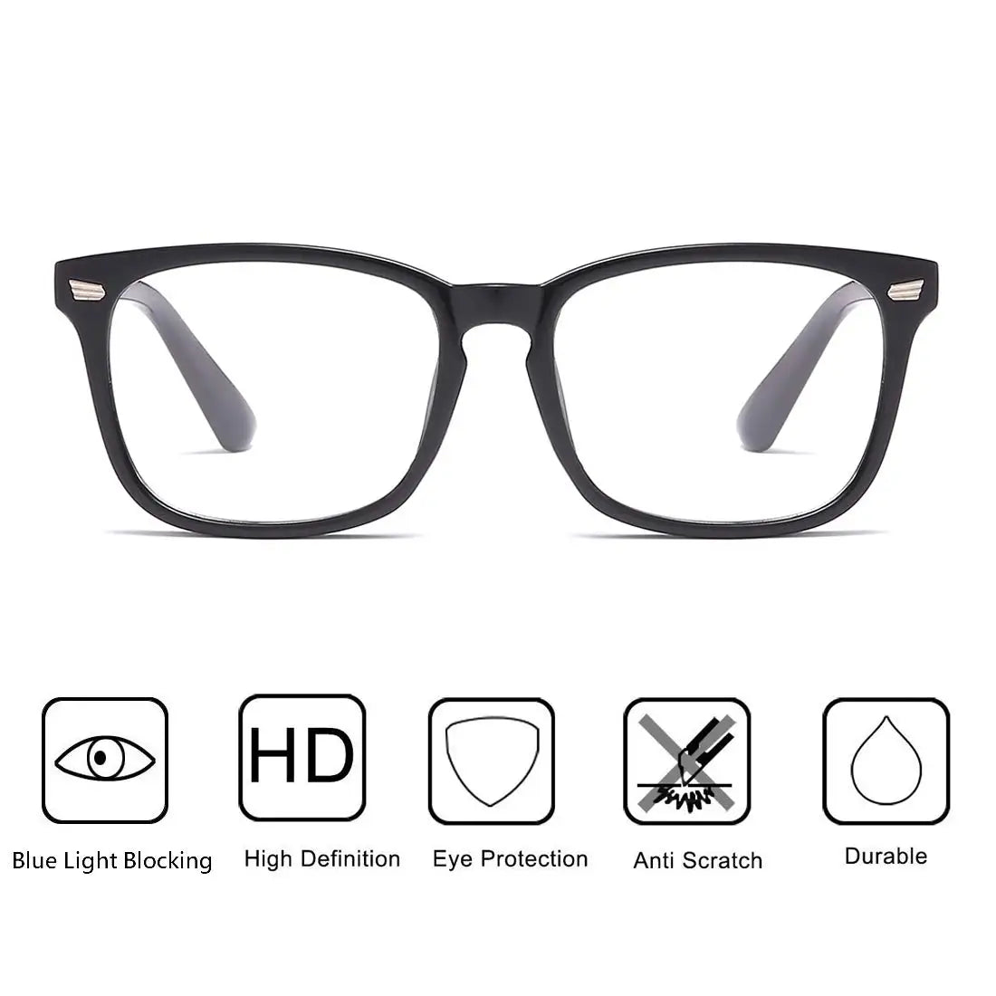 Blue Light Blocking Glasses, Square Nerd Eyeglasses, Unisex Blue Light Glasses, Plastic Lens Glasses, Computer Glasses, Gaming Eyewear, Blue Ray Glasses, Lightweight Glasses, Anti Blue Light Frames, Digital Eye Protection