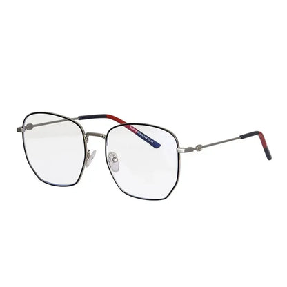 Blue light glasses, anti-reflective lenses, stainless steel frame, unisex eyewear, casual glasses, custom reading glasses, optical lenses, computer glasses, classic eyewear, protective glasses.