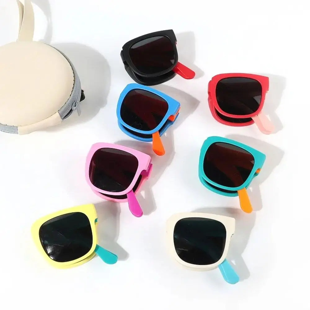 kids foldable sunglasses, square frame, UV400 protection, toddler eyewear, 
outdoor kids shades, 
polycarbonate lenses, mirror sunglasses, durable kids sunglasses, 
foldable eyewear, fashion sunglasses for children