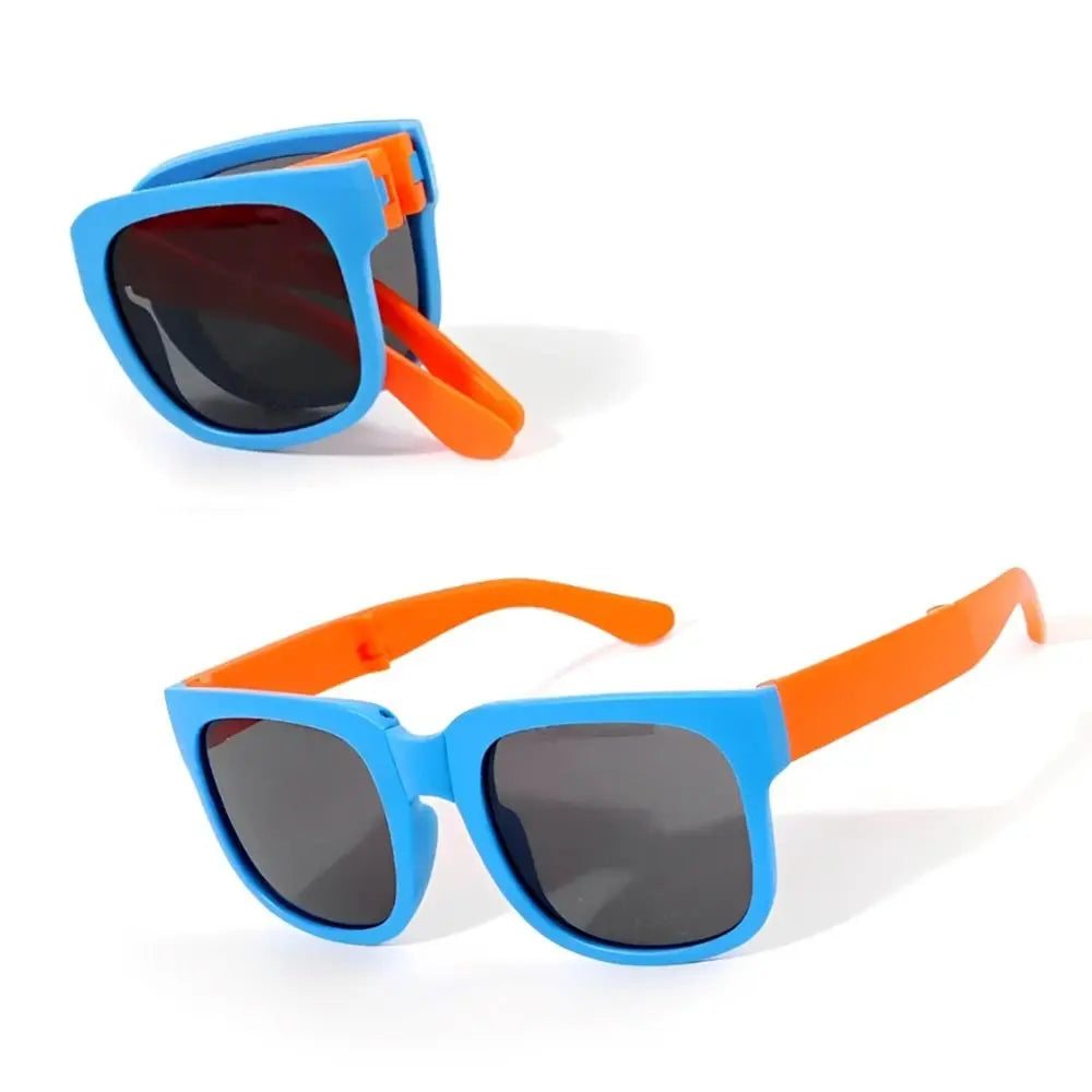 kids foldable sunglasses, square frame, UV400 protection, toddler eyewear, 
outdoor kids shades, 
polycarbonate lenses, mirror sunglasses, durable kids sunglasses, 
foldable eyewear, fashion sunglasses for children