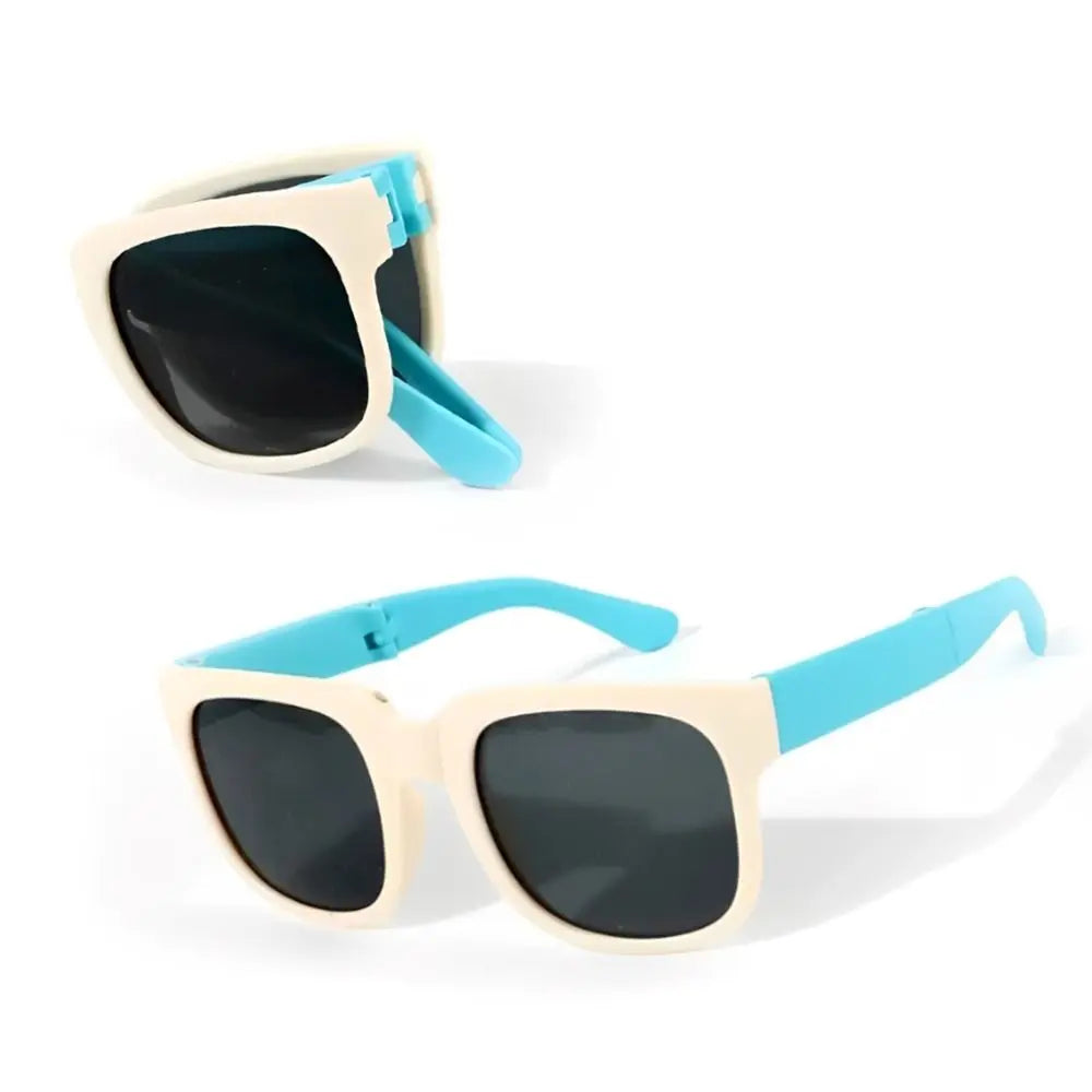 kids foldable sunglasses, square frame, UV400 protection, toddler eyewear, 
outdoor kids shades, 
polycarbonate lenses, mirror sunglasses, durable kids sunglasses, 
foldable eyewear, fashion sunglasses for children