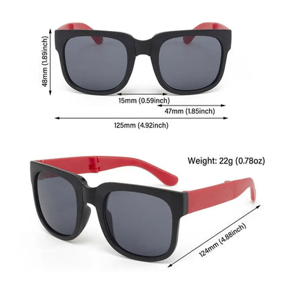 kids foldable sunglasses, square frame, UV400 protection, toddler eyewear, 
outdoor kids shades, 
polycarbonate lenses, mirror sunglasses, durable kids sunglasses, 
foldable eyewear, fashion sunglasses for children