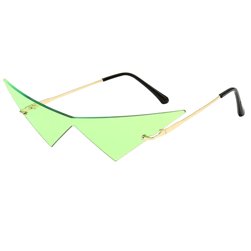 Triangle Rimless Sunglasses, Cat Eye Sunglasses Women, One Piece Lens Glasses, Trendy Triangle Eyewear, UV400 Sunglasses Men, Fashion Cat Eye Shades, Polycarbonate Lens Sunglasses, Boxx Type Sunglasses, Rimless Fashion Glasses, Stylish Triangle Eyewear