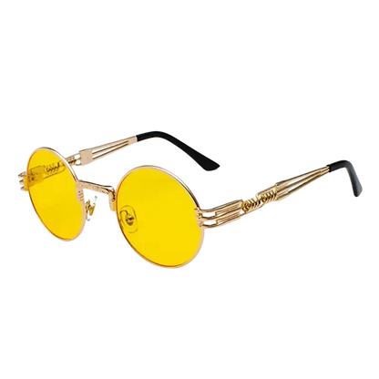 steampunk sunglasses, round metal sunglasses, UV400 eyewear, retro shades, colorful sunglasses, alloy frame, polycarbonate lenses, punk style, unisex sunglasses, vintage eyewear