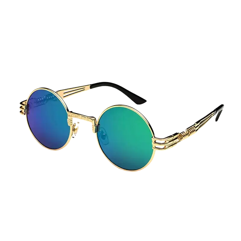 steampunk sunglasses, round metal sunglasses, UV400 eyewear, retro shades, colorful sunglasses, alloy frame, polycarbonate lenses, punk style, unisex sunglasses, vintage eyewear