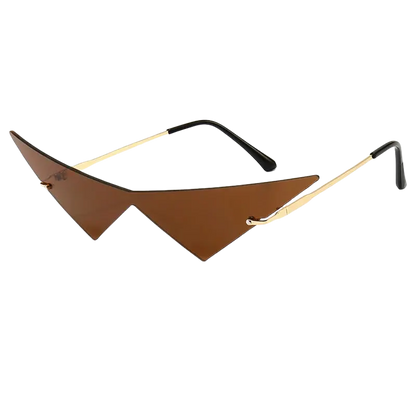 Triangle Rimless Sunglasses, Cat Eye Sunglasses Women, One Piece Lens Glasses, Trendy Triangle Eyewear, UV400 Sunglasses Men, Fashion Cat Eye Shades, Polycarbonate Lens Sunglasses, Boxx Type Sunglasses, Rimless Fashion Glasses, Stylish Triangle Eyewear